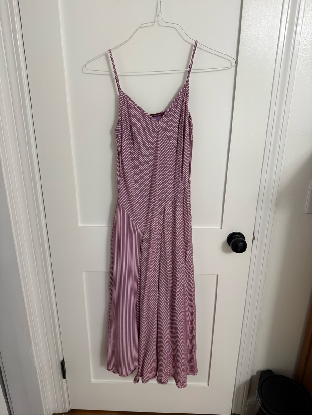 Comptoir Des Cotonniers Mauve-and-White Striped Maxi Slip Dress